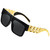 SHEEN KELLY Retro Square Sunglasses For Men Women Hip hop Rock Sunglasses Oversized Gold Metal Sunglasses