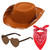 choyaxo Kids Western Cowboy Costume Set Including Cowgirl Hat Heart Shaped Sunglasses and Bandana for Halloween