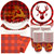 EPHYO 200PCS Christmas Paper Plates and Napkins Cups Serve 50 Disposable Dinnerware Party Supplies Heavy Duty Dinner Plates for Dessert Cake Salad Luncheon Napkins Beverage Cups Buffalo Reindeer