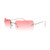 Rectangle Y2k Sunglasses for Women,Trendy Rimless Gradient Pink Sunglasses Retro Square Vintage Shades