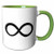 3dRose 41795_7 Drawn Infinity Symbol (black) Ceramic Mug Green/White