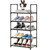 COAPUKT Small Shoe Rack,Stackable Shoe Stand Organizer Storage,Narrow Sturdy Shoe Shelf for Closet Entryway Hallway (5-Black)