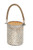 Deco 79 Glass Handmade Candle Lantern with Rope Handle, 5" x 5" x 13", Silver