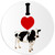 I Love Cow - 10 Pack Circle Stickers 3 Inch - Cows Dairy Humor Love