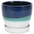 Napco Ribbed Ceramic Pot with Tri-Color Cobalt Blue, Aqua and White Glaze for Indoor Plants Planter with Saucer, 4.5 Inch