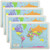 Painless Learning Educational Placemats World Map 4 Pack Set Non Slip Washable