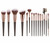 YUNA Makeup Brush Set, 15 Pcs Premium Synthetic Foundation Brush Blending Face Powder Blush Concealer Eye Shadow Makeup Brush Set - Black Gold