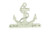 Hampton Nautical  Cast Iron Anchor with Hook, 8", Whitewashed