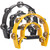 2Pack 10 Inch Double Row Tambourine for Adult, Half Moon Musical Tambourine 20 Metal Jingles Hand Held Percussion Drum, Plastic Musical Percussion Tambourines for Adults, Church, Party, Black & Yellow