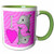 3dRose 24728_7 I I Love Dolphins Pink, Green Mug 11 oz