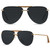 ANDWOOD Aviator Sunglasses Womens Oversized Big Rimless Double Bridge Pilot Sun Glasses Black Metal Shades