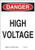 Brady 25534 Plastic Electrical Hazard Sign, 10" X 7", Legend "High Voltage"