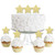Gold Glitter Star - No-Mess Real Gold Glitter Dessert Cupcake Toppers - Party Clear Treat Picks - Set of 24