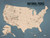 US National Parks Checklist 18x24 Poster (Tan & Slate Blue)