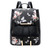 B&E LIFE Fashion Shoulder Bag Rucksack PU Leather Women Ladies Backpack Travel bag (Black Flower)