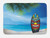 Ambesonne Tiki Bar Bath Mat, Tiki Warrior Design Surfboard on Ocean Beach Abstract Landscape Surf Print, Plush Bathroom Decor Mat with Non Slip Backing, 30.2" x 20", Multicolor