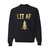 LIT AF Funny Christmas Sweater- Black with Gold Xmas Tree Ugly Christmas Sweatshirt (Medium)