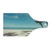 Lunarable Beach Cutting Board, Retro Style Photo of a Surfboard and Palm Trees, Decorative Tempered Glass Cutting and Serving Board, Wine Bottle Shape, Sea Blue Champagne