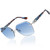 ZENOTTIC Oversized Rimless Sunglasses for Women Trendy Geometric Diamond Cutting Gradient Lens UV Protection Fashion Shades (Blue)