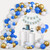 Navy Blue Balloons 143Pcs, 5+10 inch Dusty Royal Blue Metallic Gold White Latex Balloons Arch Garland Kit for Baby Shower Birthday Party Wedding Graduation Decoration