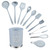 GOODLONG Kitchen Cooking Utensils Set of 11, P&P CHEF Heat-resistant Cooking Utensil Kitchen for Nonstick Cookware Cooking, Slotted Turner, Soup Ladle, Spatula, Pasta Server, Spoon, Gray