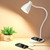 BOHON Desk Lamp for Home Office, LED Desk Light with USB C+A Charging Ports, Wireless Charger, 5 Colors Stepless Dimming Reading Light Timer, Touch Bedside Table Lamp for College Dorm Room White