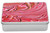 Lunarable Marble Metal Box, Colorful Wavy Lines in Vivid Tones Crystallized Style Abstract Picture, Multi-Purpose Rectangular Tin Box Container with Lid, 7.2" X 4.7" X 2.2", Pale Pink Red