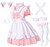 Anime French Maid Apron Lolita Fancy Dress Cosplay Costume Furry Cat Ear Gloves Socks Set(Pink XL)