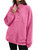 Fisoew Women's Oversized Sweatshirts Fleece Long Sleeve Half Button Casual Pullover Tops With Pockets Pink