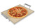 15" x 12" Pizza Baking Stone for Oven and Grill, Ceramic Pizza Grilling Stone with Metal Handle Rack, Rectangular Baking Stone for Pizza, Bread, Pies and More