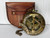 Brass Sundial Compass Push Open Compass with Leather Case Steampunk Accessory Compass for Camping & Hiking