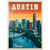 Austin, Texas: Skyline, Vintage Poster - Premium 1000 Piece Jigsaw Puzzle for Adults