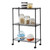 3 Tier Wire Rolling Storage Rack,Heavy Duty Adjustable Metal Wire Storage Shelving Units,Metal Kitchen Rolling Storage Cart,Wire Rolling Utility Cart,with Wheels,for Home, Office, Garage (Black)