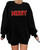 FASHGL Merry Sweatshirt Women Christmas Glitter Patch Merry Shirt Merry Letter Print Long Sleeve Overzise Pullover Tops Black