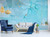 Murwall Art Wallpaper Marble Wall Mural Removable Abstract Wallpaper Light Blue Wall Mural Gold Wallpaper Living Room