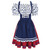 Dirndl Dresses Women Traditional Oktoberfest Costumes Floral German Dirndl Dress Apron Bavarian Beer Costume Navy 2XL