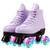 Risup,Roller Skates for Women and Men Cowhide High-Top Shoes Classic Double-Row Four-Wheel Roller Skates for Men Girls Unisex (Purple Flash,43=US:9)