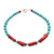 Large Bamboo Coral Beads, Blue Turquoise Beads Southwestern Necklace, Tibetan style spacers Silver Plated Toggle Clasp (Turquoise Necklace, 4 Coral beads)