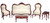 Melody Jane Dollhouse Mahogany & White Victorian Living Room Furniture 5 Pc Set Miniature