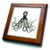 3dRose"Octopus Drawing On White Background Framed Tile 6" x 6"