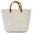 Women Straw Large Tote Bag Retro Bamboo Handle Strip Beach Handbag Summer Woven Handmade Elegant Travel Purse