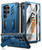 FNTCASE for Samsung Galaxy S24-Ultra Case: Military Grade Drop Proof Protection Cases with Kickstand | Shockproof Rugged Hard Phonecase Heavy Duty Matte Textured Protective Cover - 6.8 Inch Blue