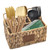 Huaodor Silverware Cutlery Holder Utensil Caddy 4 Deep Compartments - Hand Woven Water Hyacinth Flatware Organizer - Portable Utensil Holder for Kitchen and Parties