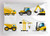 Lunarable Nursery Pillow Sham, Cartoon Style Heavy Machinery Truck Crane Digger Mixer Tractor Construction, Decorative Standard King Size Printed Pillowcase, 36 X 20 Inches, Yellow