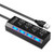 16MG 4-Port USB 2.0 Hub,High Speed Data USB Hub with Individual Power On/Off Switch,Balck/White