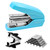 Feosky Effort Saving Desktop Stapler, One Touch Stapling, Easy to Load Ergonomic Stapler; Includes 1000 Staples and Staple Remover, 20 Sheet Capacity (Blue)