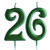 Green 26th Birthday Candle, Number 26 Years Old Candles Cake Topper, Woman Or Man Party Decorations, Supplies