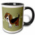 3dRose mug_35541_4"Cute Beagle - Cartoon Dog - Green with Pawprints" Two Tone Black Mug, 11 oz, Multicolor