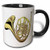 3dRose mug_37419_4"Large Gold French Horn" Two Tone Black Mug, 11 oz, Multicolor