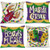 GEEORY Mardi Gras Pillow Covers 18x18 Inch Set of 4 for Home Decorations Beads Eye Mask Fleur De Lis Decor Happy Mardi Gras Throw Pillows Decorative Cushion Cases Mardi Gras Decorations